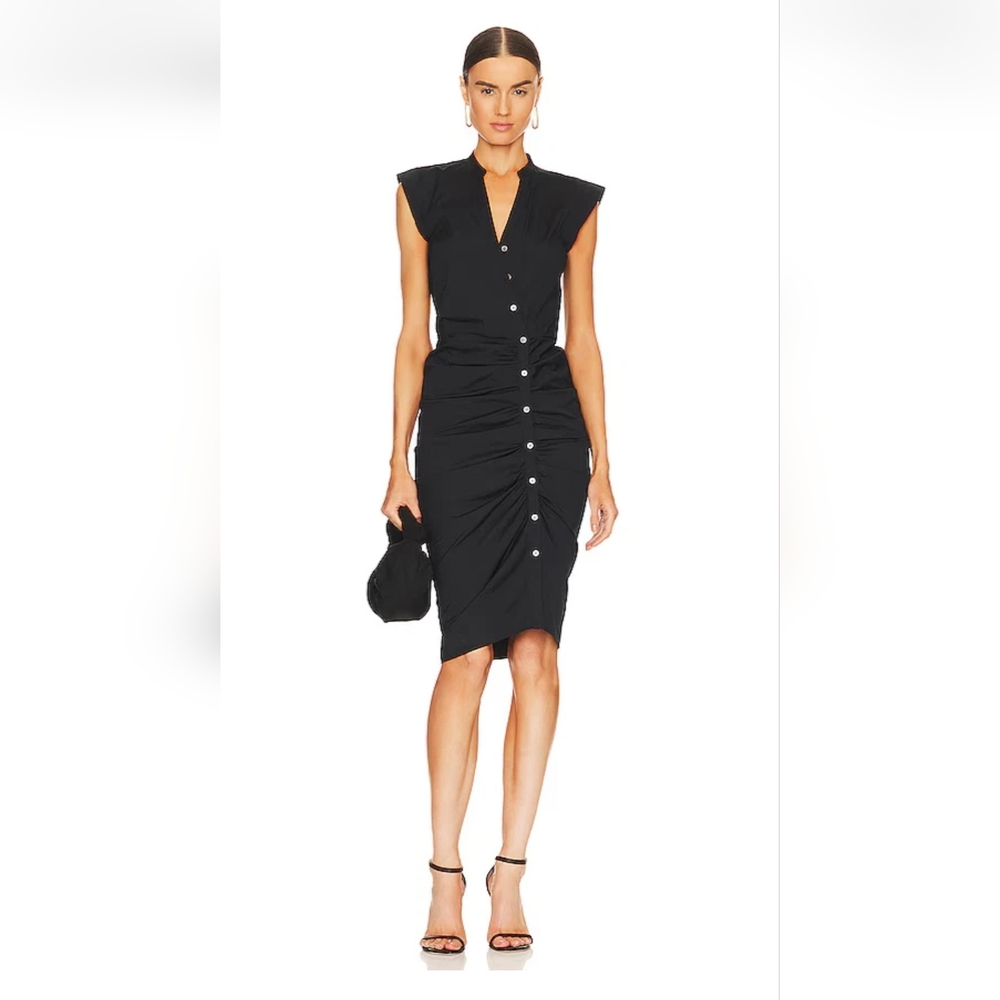 Veronica Beard Ruched Shirtdress in Black Size 8